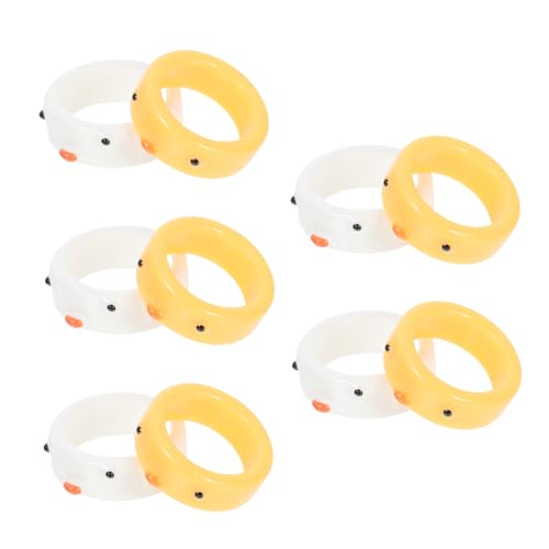 BESPORTBLE 1 Satz Teiliges Adorable Finger Ringe Mit Niedlichem Hühnermuster Für Frauen Einfache Farbenfrohe Kunststoffringe Zur Dekoration Für Täglichen Gebrauch 10 Stück von BESPORTBLE