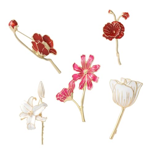 BESPORTBLE 1 Satz Teiliges Blumenbroschen Legierung Modischer Schmuck Für Anstecken Von Schals Accessoire Für Besondere Anlässe 5 Stück von BESPORTBLE