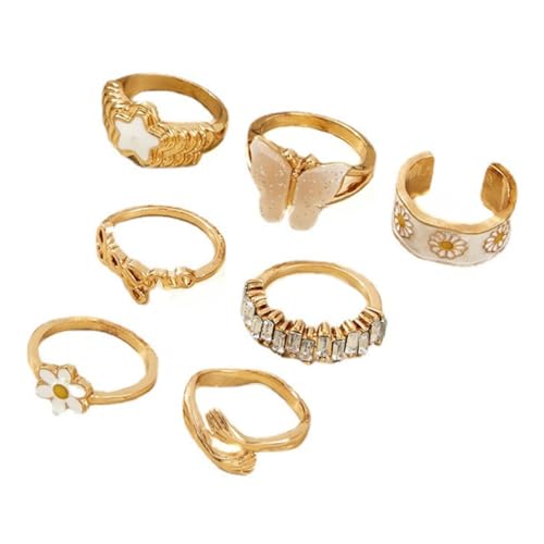 BESPORTBLE 7stücke Blumenringe Für Frauen Offene Ringe Schmuck Fingerschmuck Verstellbar Langlebig Auszuziehen von BESPORTBLE