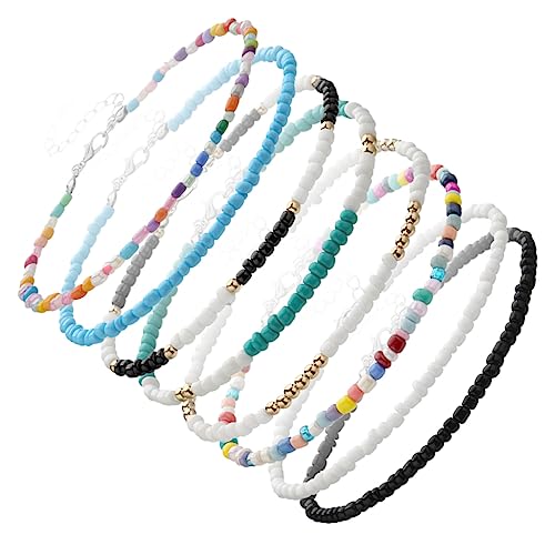 BESPORTBLE 8stücke Sommer Fußkettchen Mit Farbigen Perlen Verstellbar Leicht Anzuziehen Für Strand Party Hochzeit Reisen Alltag von BESPORTBLE