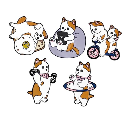 BESPORTBLE 5stücke Cartoon Katze Brosche Set Alloy Badge Für Rucksäcke Kleidung Und Taschen Leichtes Dekoratives Accessoire Für Frauen Und Zufällige Designs von BESPORTBLE