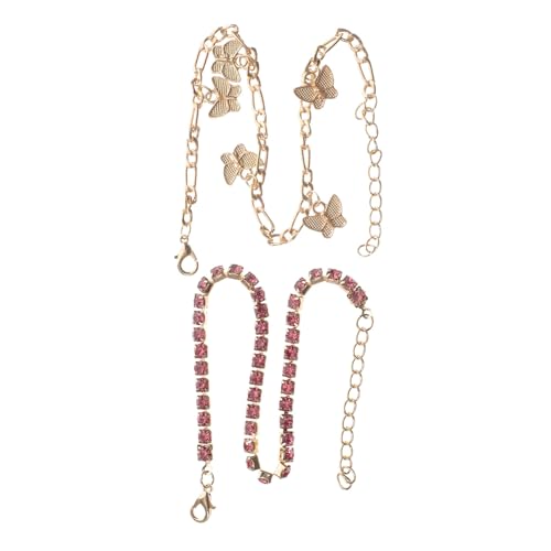 BESPORTBLE 1 Satz Teiliges Fußkettchen Für Damen Doppellagige Herz Quasten Anklet Hochwertigem Legierungsmaterial Elegantes Design 2 Stück von BESPORTBLE