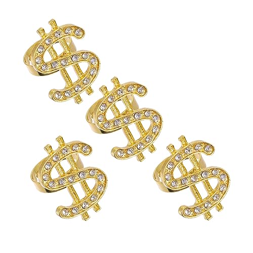 BESPORTBLE 4stücke Unisex Hip-hop Ring Mode Finger Ring Rapper Kostüm Zubehör Goldener Dollarsymbol Knöchelringe BESPORTBLE 4stücke Unisex Hip-hop Ring Mode Finger Ring Rapper Kostüm Zubehör Goldener Dollarsymbol Knöchelringe von BESPORTBLE