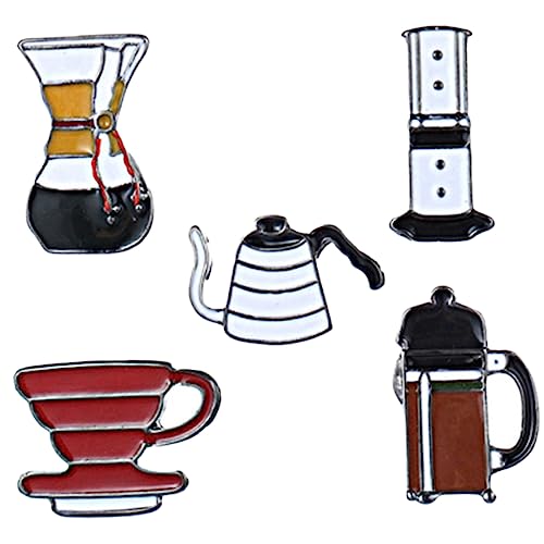 BESPORTBLE 5stücke Kaffee-anstecker Kreative Brosche Kleidungsbrosche Dekorativ Für Frauen Hut Rucksack Anstecknadel Broschennadel Cartoon Design Pin Clip Accessoire von BESPORTBLE