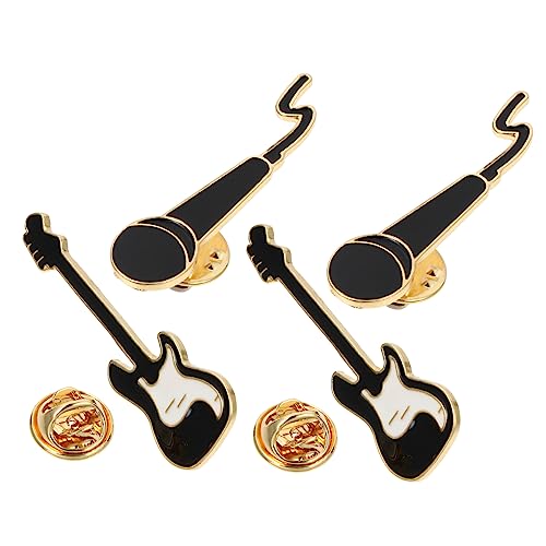 BESPORTBLE 1 Satz Teiliges Legierungs Broschen Mikrofon Gitarren Anstecknadeln Zur Dekoration Für Mode Accessoires Für Gitarrenliebhaber Musiker 4 Stück von BESPORTBLE