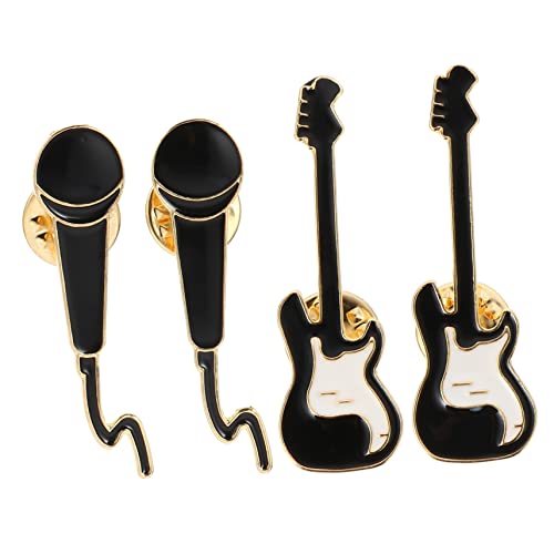 BESPORTBLE 4 Stücke Legierung Brosche Pin Mikrofon Gitarre Anstecker für Damen Kreative Broschen für Kleidung Taschen und Accessoires von BESPORTBLE