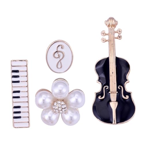 BESPORTBLE 4stücke Geigenblumen Brosche Damen Musikinstrument Schmuck Reverspin Broschenschmuck Kleidungsbefestigung von BESPORTBLE
