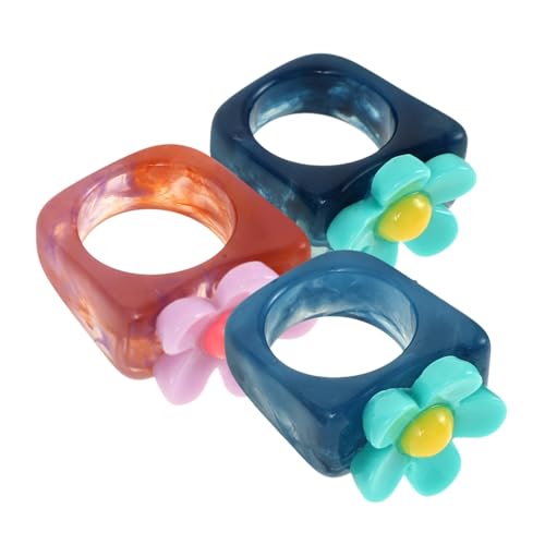 BESPORTBLE 1 Satz Teiliges Niedliche Ring Harz Für Damen Verstellbare Finger Ringe Zierlicher Modeschmuck Für Besondere Anlässe 3 Stück von BESPORTBLE