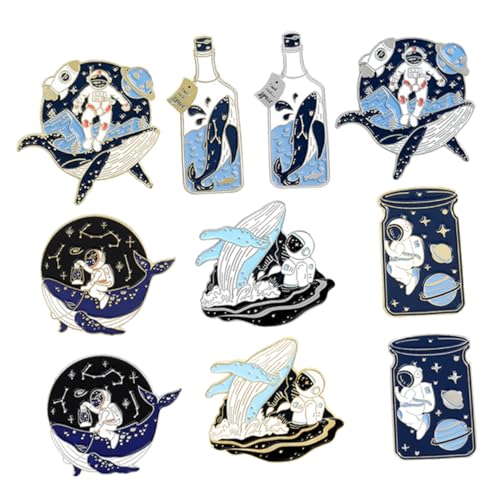 BESPORTBLE 10stücke Pin Brosche Cartoon Astronaut Und Wal Set Taschenbrosche Kleiderbrosche Rucksackbrosche Dekorative Brosche Für Kleidung Taschen Hut Schal von BESPORTBLE