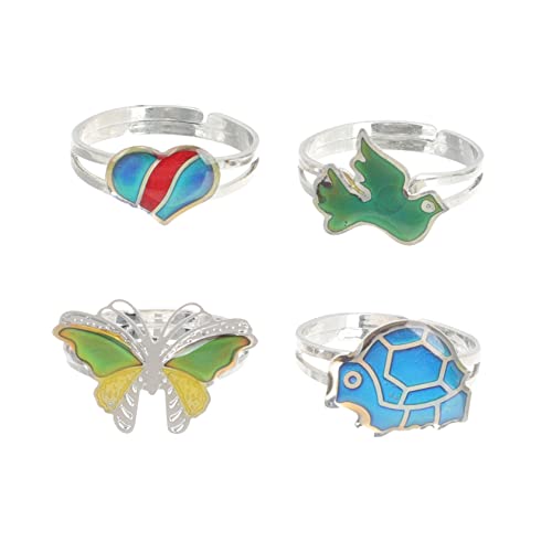 BESPORTBLE 4stücke Farbwechsel Stimmungsring Verstellbarer Fingerring Für Teenager-mädchen Junge Mädchen Ringe Als Fingerschmuck-dekor Modisch Und von BESPORTBLE