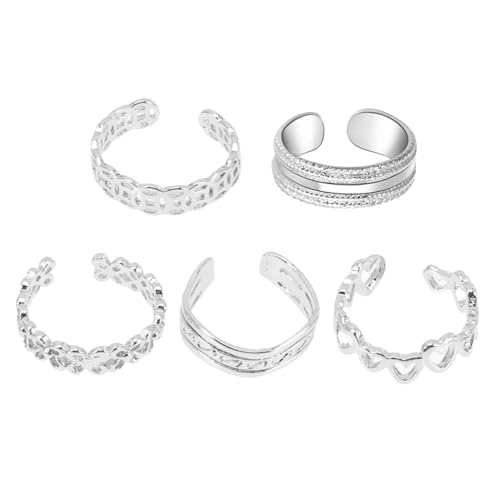 BESPORTBLE 1 Satz Teiliges Verstellbare Zehenringe Für Damen Modischer Fußschmuck Für Strand Partys Freizeit Langlebig Stilvolle Einfache Designs 5 Stück von BESPORTBLE