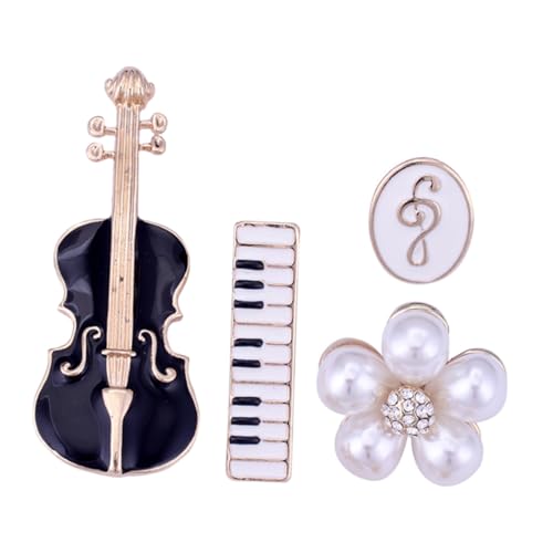 BESPORTBLE 4stücke Brosche Pin Violin Blumen Kragennadel Anstecknadel Für Musikinstrument Reversnadel Broschennadel von BESPORTBLE