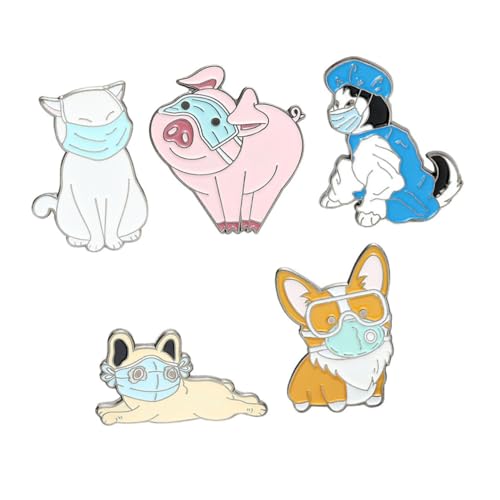 BESPORTBLE 1 Satz Tierbroschen Lustige Masken Anstecker Für Kleidung Rucksäcke Hüte Dekorative Tier Badges Für Einfache Anbringung Für Einen Charmanten Look 5 Stück von BESPORTBLE