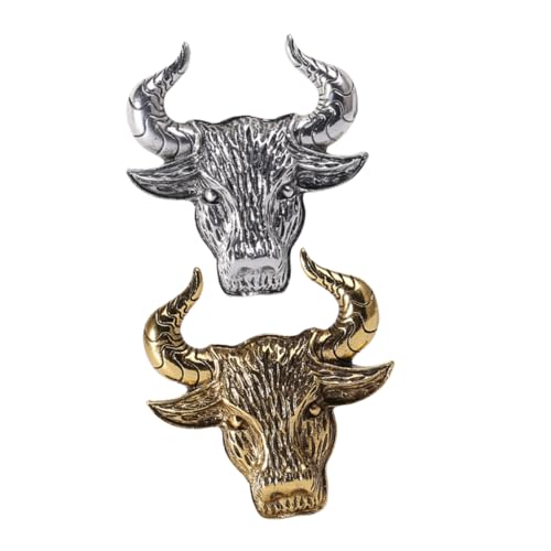 BESPORTBLE 1 Satz Vintage Broschen Im Cattle Head Design Kreative Anstecknadeln Legierung Für Hochzeiten Partys Tägliches 2 Stück von BESPORTBLE