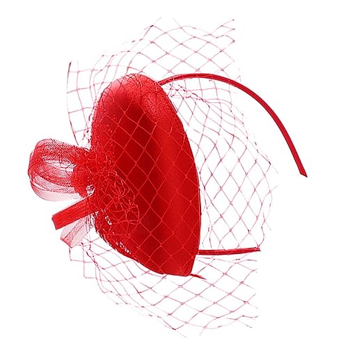 BESPORTBLE 1 Stück Brautschleierkopfschmuck Haarschmuck Tea-party-kostümzubehör Party-kopfbedeckung Fascinators Hut Tea Party Kopfbedeckung Rot Stoff von BESPORTBLE