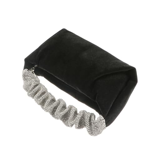 BESPORTBLE 1 Stück Damen Velours Abendtasche mit Schulterhandtasche für Partys Hochzeiten Große Kapazität für Handy Geld Schwarzes Design Sicherer Reißverschluss von BESPORTBLE