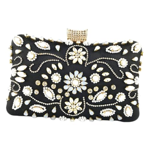 BESPORTBLE 1 Stück Elegant Handtasche für Damen Perlen Abendtasche für Hochzeiten Partys Cocktail Veranstaltungen Schwarze Clutch mit Praktischem Stauraum für Handy Geldbörse von BESPORTBLE