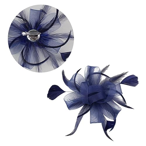BESPORTBLE 1 Stück Federkopf und Haarzubehör für Frauen Barrette Haarklammern Mädchen Haarzubehör Blaue Haarklammern Haarnadel-Stirnband haarschmuck -Clip Mesh-Clip Navy von BESPORTBLE