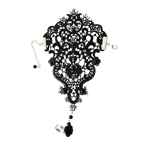 BESPORTBLE Finger Ring Armband Hochzeit Schmuck Retro Spitzenarmband Mit Integriertem Ring Für Damen Elegantes Hochzeitsaccessoire in Schwarz Für Besondere Anlässe Geschenk von BESPORTBLE