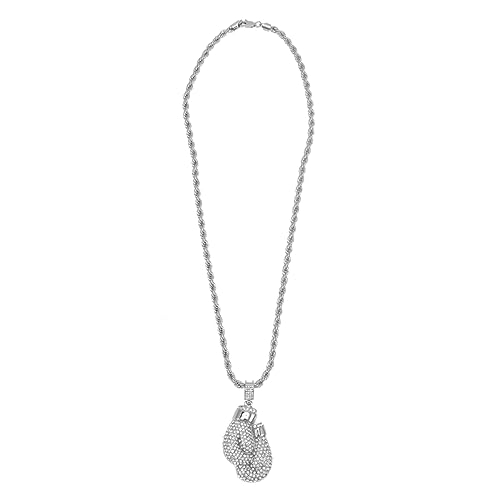 BESPORTBLE 1 Stück Halskette Boxen Boxhandschuhe schmuck Boxhandschuh Anhänger Handschuh-Anhänger Rapper Box-Anhänger Hip-Hop-Halskette Boxkette Legierung Strass Silver von BESPORTBLE