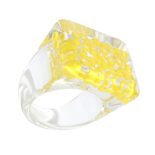 BESPORTBLE 1 Stück Kreativer Acrylring für Frauen Extravaganter Schmuck mit Eingearbeiteten Perlen Einzigartiger Finger Schmuck für Festivals Partys Hautfreundliches Material von BESPORTBLE