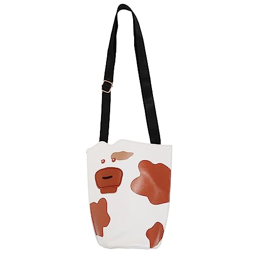 BESPORTBLE 1 Stück Lang Handmünze Geldbörse Langer Münzbeutel Kosmetiktasche Handytasche Dame geldbörse einzelne Umhängetasche Tasche mit Kuhmuster Messengerbeutel Pu Weiß von BESPORTBLE