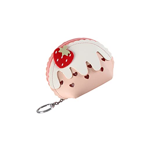 BESPORTBLE Erdbeer Geldbörse Aus Hochwertigem Pu-Material Mit Reißverschluss Münztasche Schlüsselanhänger Kartenetui Für Kleingeld Scheine Schlüssel Quittungen Business Reisen von BESPORTBLE
