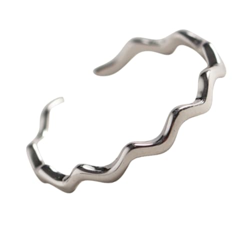 BESPORTBLE 1 Stück Minimalistischer Verstellbarer Silberschmuckring für Damen Eleganter Offener Tail Ring im Wellenstil Hochwertigem Material für Stilvolle Fingeraccessoires von BESPORTBLE