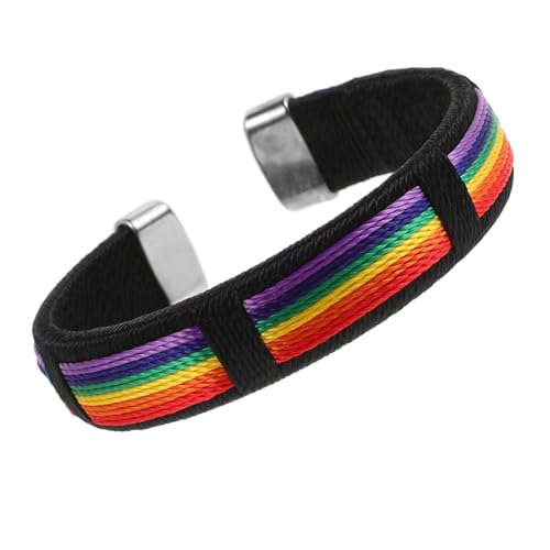 BESPORTBLE Buntes Regenbogen Armband für Damen Zartes Polyester Armband Handgefertigtes Paararmband für Homosexuelle Schmuck für Freundinnen Exquisites Hand Accessoire von BESPORTBLE