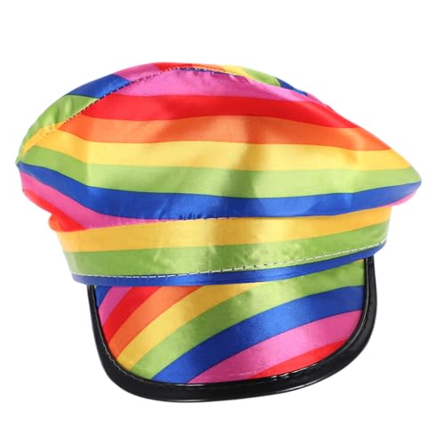 BESPORTBLE 1 Stück Regenbogenhut Bühnenhut-requisite Regenbogen-kapitänsmütze Regenbogen-großlippenkappe Rollenspiele Karnevals-polizeihut Performance-polizeihut Stoff Colorful von BESPORTBLE