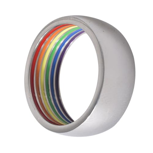 BESPORTBLE 1 Stück Regenbogenring Hochzeit Versprechen Sterling Bunt Homosexuell Ringschmuck Regenbogenfarbener Ring Ringdekor in Regenbogenfarben Rostfreier Stahl Colorful von BESPORTBLE