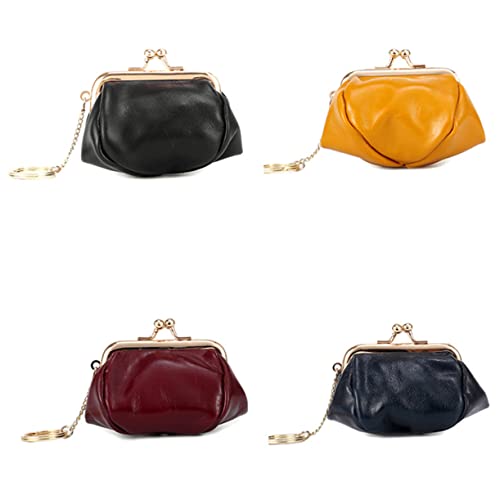 BESPORTBLE Geldbörse Für Damen Münze-Tasche Aus Rindsleder Aufbewahrungsbox Für Bargeld Und Kleingeld Praktische Clutch Mit Ölwachsbeschichtung Schwarz von BESPORTBLE