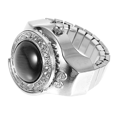 BESPORTBLE 1 Stück Retro Metall Ring Uhr Elastische Fingeruhr für Damen Kreatives Design mit Großen Ziffern Zeitmessung für für Frauen von BESPORTBLE