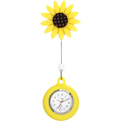 BESPORTBLE Sonnenblumen Design Krankenschwester Taschenuhr Mit Hängender Schnalle Einfach Zu Tragen Langlebige Digitaluhr Für Studenten von BESPORTBLE