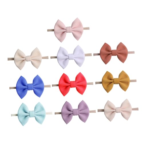 BESPORTBLE 10 Stück Teiliges Haarband Elastisch Nylon Bowknot Stirnbänder für Neugeborene Weiche Kopfbedeckung Gemischte Farben Angenehm Langlebig für Party Fotoshootings Zufällige Farbe von BESPORTBLE