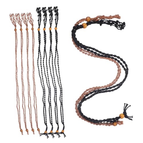 BESPORTBLE 10 Stück Teiliges Handgewebte Naturstein Halter Ketten mit Verstellbarem Netzdesign Großer Edelstein Käfig Anhänger Schwarz und Kaffeebraun für DIY Schmuckherstellung und von BESPORTBLE