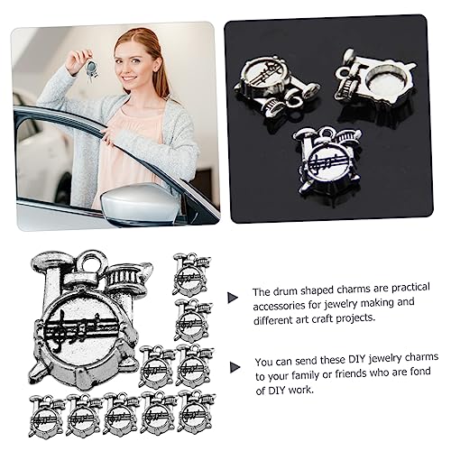 BESPORTBLE 10 Stück Teiliges Metall Drum Charms für Schmuckherstellung Langlebige Trommel Anhänger für Halsketten Armbänder Schlüsselanhänger DIY Schmuckzubehör Antikes Silber Kleine von BESPORTBLE