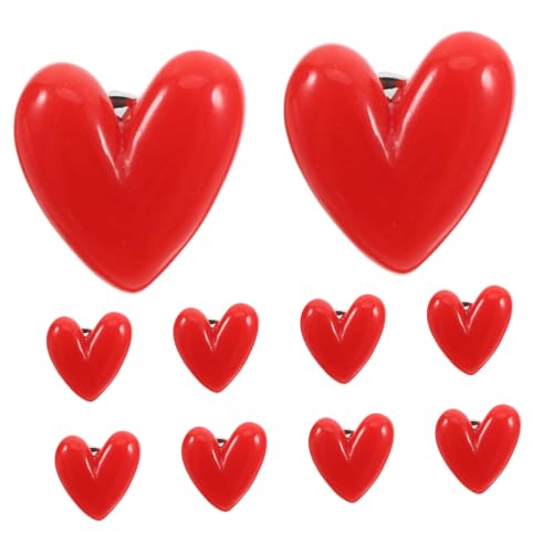 BESPORTBLE 10 Stück Teiliges Rote Herzbroschen Valentinstag Anstecknadeln Aus Langlebigem Harz Romantisches Design Für Kleidung Taschen Hüte Accessoires Damen von BESPORTBLE