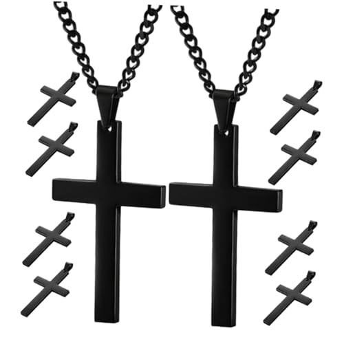 BESPORTBLE 10stücke Schwarze Kreuzkette Mit Kreuzanhänger Lang Für Damen Und Herren Schlichtes Design Robust Und Leicht Passend Zu Lässigen Und Formellen Outfits von BESPORTBLE
