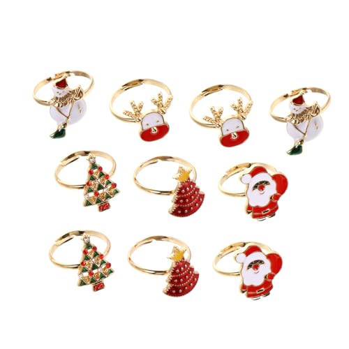 BESPORTBLE 10 Stück Teiliges Weihnachts Ring für Erwachsene Bunte Party Fingerringe mit Festlichen Motiven Robuste Schmuckstücke für Weihnachtsfeiern und Geschenkideen von BESPORTBLE