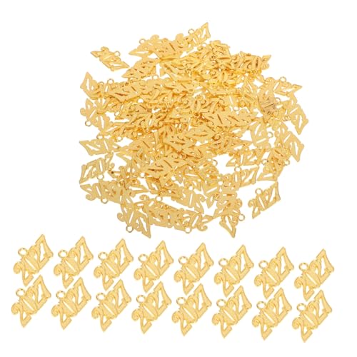 BESPORTBLE 100 Stück Jahreszahl Anhänger Goldfarbene Legierungsanhänger für Schmuckherstellung Graduation Quasten Charms DIY Armbänder Halsketten Schlüsselanhänger Dekorationen von BESPORTBLE