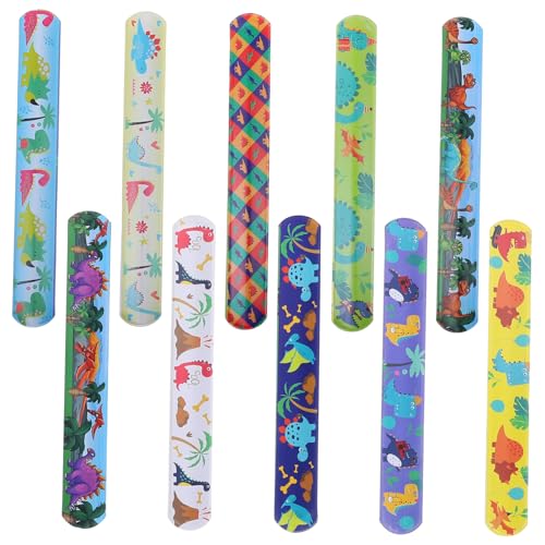 BESPORTBLE 100stücke Dinosaurier-schlagarmbänder Kreisform Dekorative Schlagbänder Party-schlagarmbänder Cartoon-dinosaurier-schlagbänder Schlagarmbänder Für Partys Schnapparmbänder von BESPORTBLE