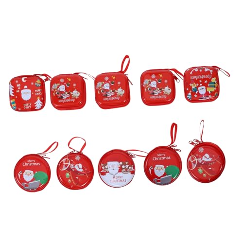 BESPORTBLE 10Stücke Kreative Mini Reißverschluss Münztaschen für Weihnachten Zufällige Muster Praktische Geldbörsen für Aufbewahrung für von BESPORTBLE