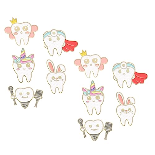 BESPORTBLE 10Stücke Teiliges Cartoon Zahn Brosche Niedliche Metallanstecknadeln für Kleidung Taschen Hüte und Schals Deko Pins für Erwachsene von BESPORTBLE