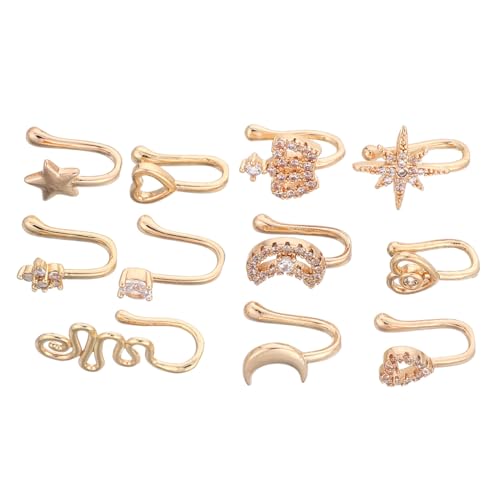 BESPORTBLE 11 Stück Teiliges Kupfer Fake Nasenringe U-form ohne Piercing mit Zirkonbesatz Leichter Langlebiger Nasenclip für Damen und Herren Modischer Körperschmuck für Alltag und Besondere von BESPORTBLE