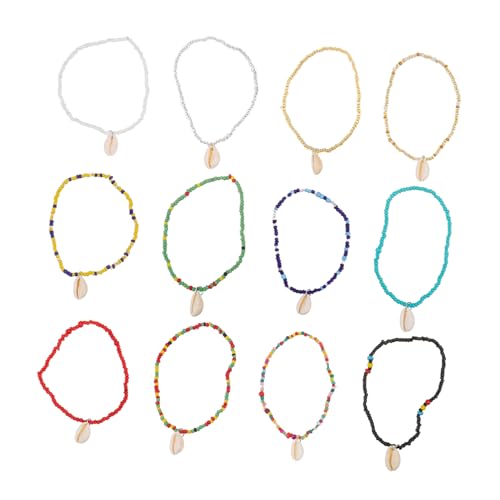 BESPORTBLE 12 Stück Elegantes Teiliges Fußkettchen Bunten Perlen für Damen Verstellbar Handgefertigt für Strandmode Festliche Anlässe Stilvolles Boho Schmuckset für Frauen von BESPORTBLE