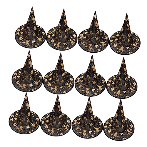 BESPORTBLE 12 Stück Halloween-hexenhut Hexengeschenke Hexenhut Hexenhut Party Hexenhüte Für Frauen Mädchen Dekorationen Zaubererhut Erwachsene Kostüm Tuch Golden von BESPORTBLE