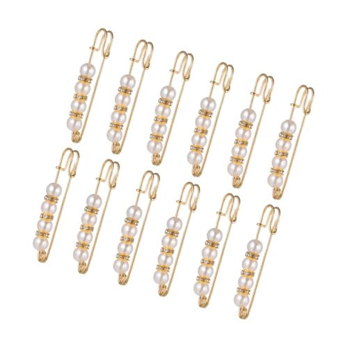 BESPORTBLE 12 Stück Sicherheitsnadeln Zum Schließen Der Taille Für Jeans Brautschmuck Perlen Sicherheitsnadeln Brosche Pullover Accessoire Kleine Anstecknadel Hemd Brosche Knöpfe von BESPORTBLE