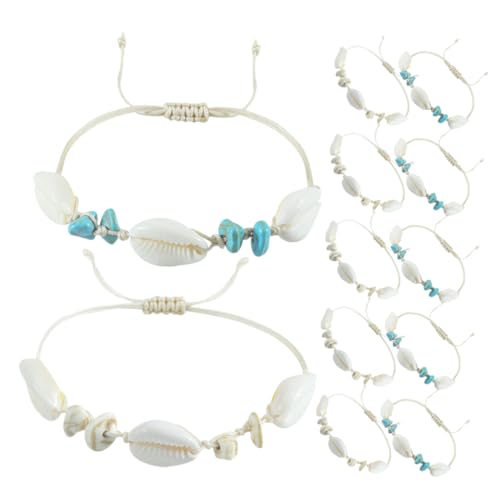 BESPORTBLE 12 Stücke Verstellbares Geflochtenes Muschelarmband für Damen Handgewebtes Fußkettchen Strandcharme Schmuck Vielseitig Tragbar Geschenkidee für Frauen von BESPORTBLE
