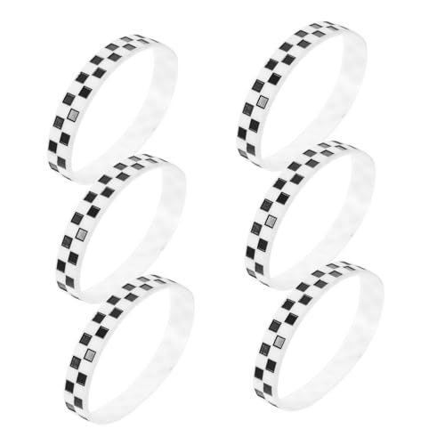 BESPORTBLE 12 Stück Teiliges Silikon armband mit Schwarz weiß Kariertem Racing design Leichte Bequeme Wristbands für Sportteams Motorsport partys und Rallye fans Bedruckte Festival armbänder von BESPORTBLE